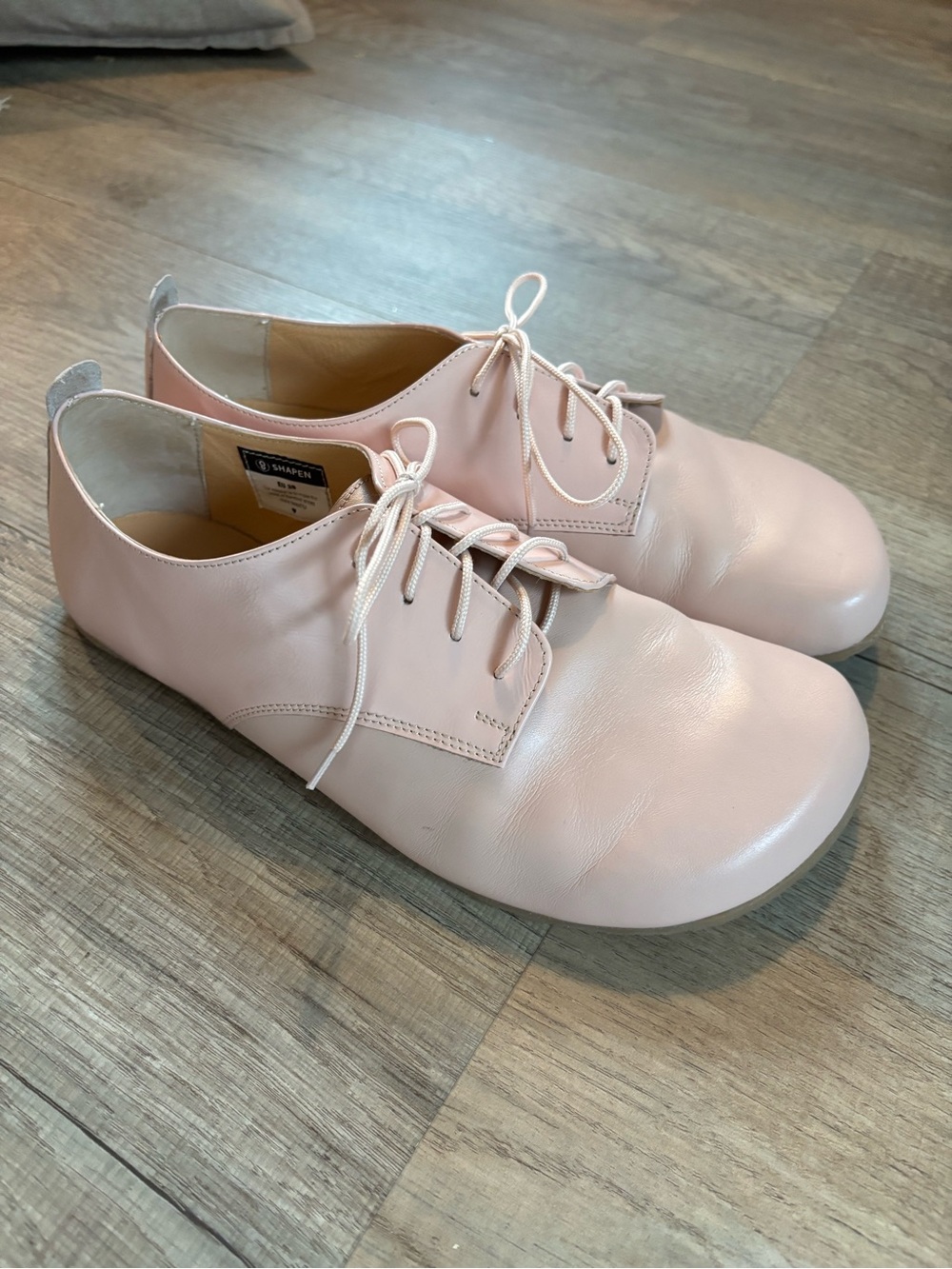 Women’s Blush Pink Lace-Up Leather Oxfords Barefoot Style - Picture 3 of 14